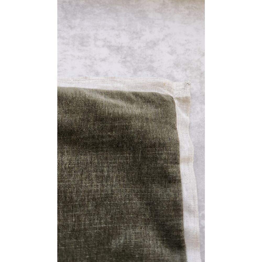 Pottery Barn Green Velvet Linen Throw Pillow Cover 2PC Set Classic Luxe 20"x20" - Picture 3 of 5